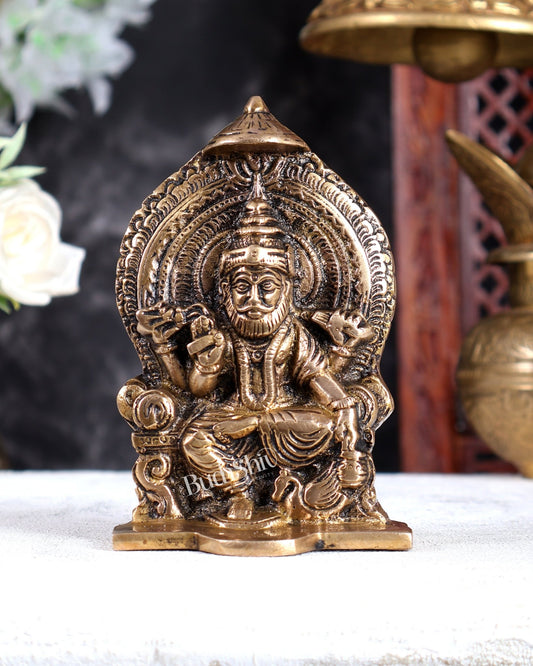 Pure Brass Lord Vishwakarma Idol 5.5" - Budhshiv.com