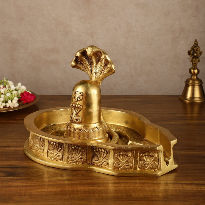 Pure Brass Mahakaal Shiva Lingam | 8x12x10 Inch - Budhshiv.com