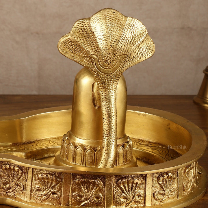 Pure Brass Mahakaal Shiva Lingam | 8x12x10 Inch - Budhshiv.com