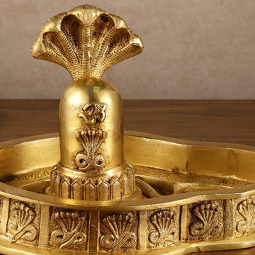 Pure Brass Mahakaal Shiva Lingam | 8x12x10 Inch - Budhshiv.com