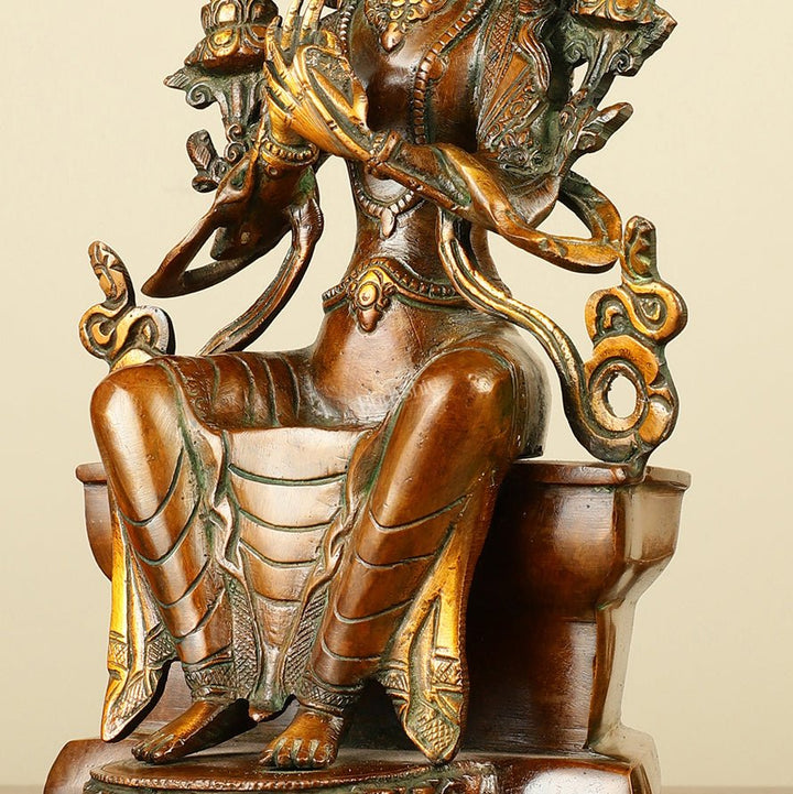 Pure Brass Maitreya Buddha Future Buddha Idol - Symbol of Hope 11" - Budhshiv.com