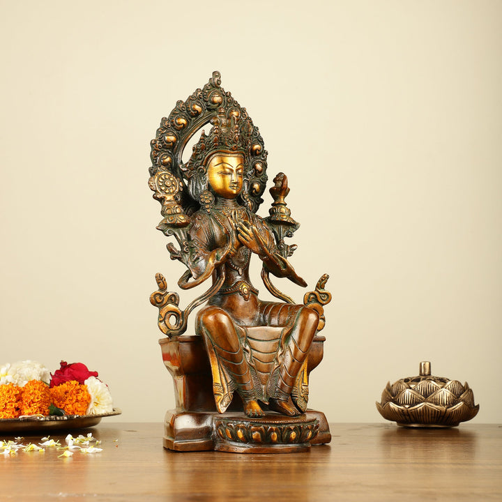 Pure Brass Maitreya Buddha Future Buddha Idol - Symbol of Hope 11" - Budhshiv.com