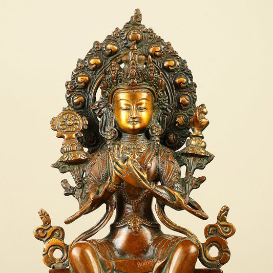 Pure Brass Maitreya Buddha Future Buddha Idol - Symbol of Hope 11" - Budhshiv.com