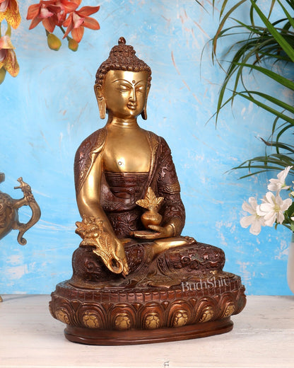 Pure brass Medicine Buddha Statue - 12.5" - Budhshiv.com
