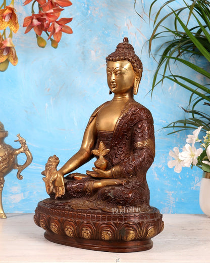 Pure brass Medicine Buddha Statue - 12.5" - Budhshiv.com