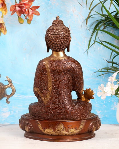 Pure brass Medicine Buddha Statue - 12.5" - Budhshiv.com