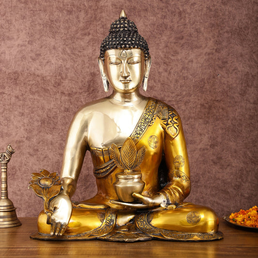 Pure Brass Medicine Healing Buddha Statue 23" - Budhshiv.com