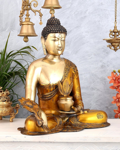 Pure Brass Medicine Healing Buddha Statue 23" - Budhshiv.com
