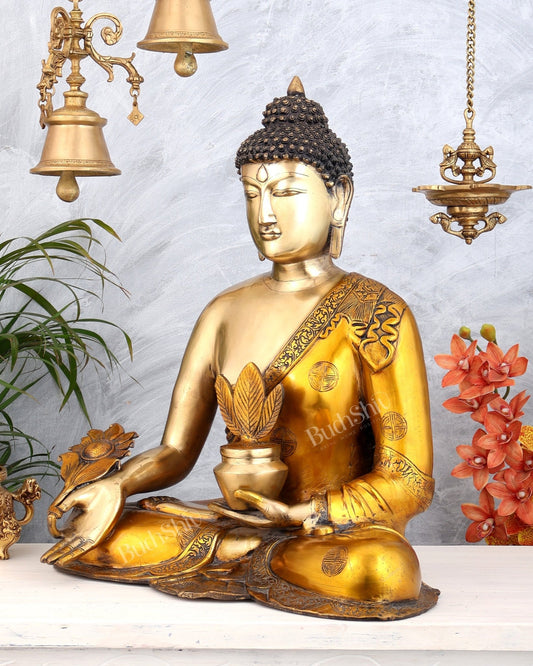 Pure Brass Medicine Healing Buddha Statue 23" - Budhshiv.com
