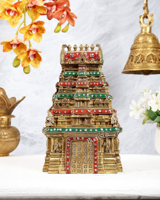 Pure Brass Meenakshi Temple Replica – 9.5 Inch with meenakari - Budhshiv.com
