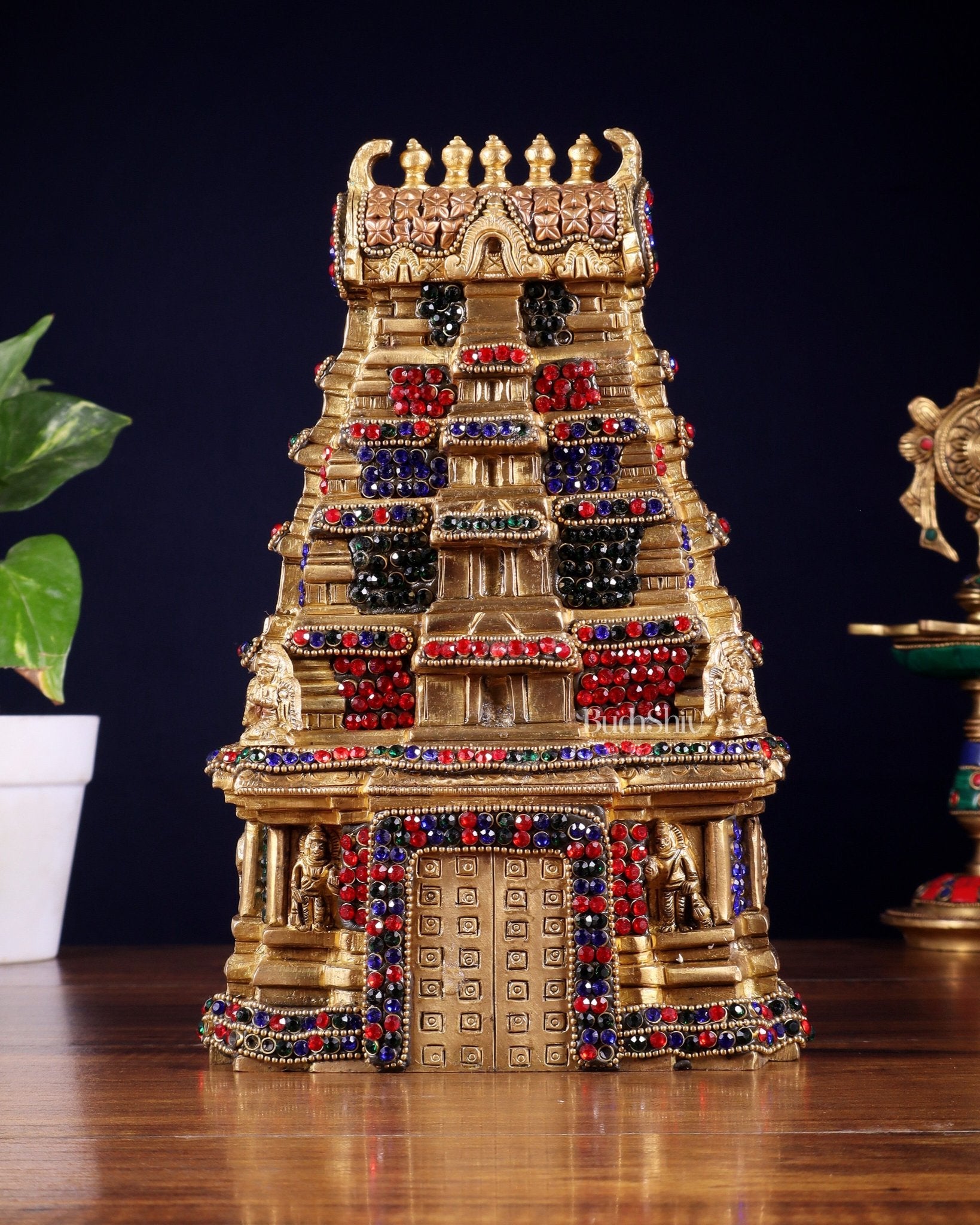 Pure Brass Meenakshi Temple Replica – 9.5 Inch - Budhshiv.com