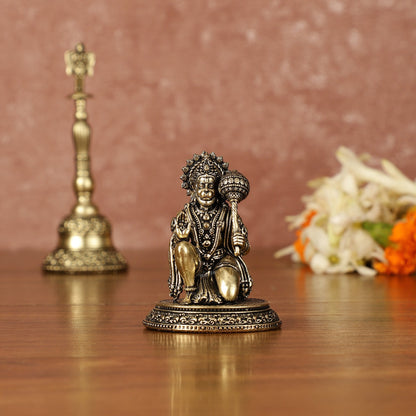 Pure Brass Miniature Lord Hanuman Idol - 2.5 Inch - Budhshiv.com