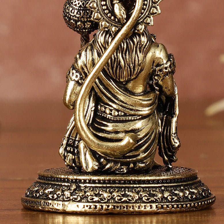Pure Brass Miniature Lord Hanuman Idol - 2.5 Inch - Budhshiv.com