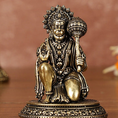 Pure Brass Miniature Lord Hanuman Idol - 2.5 Inch - Budhshiv.com