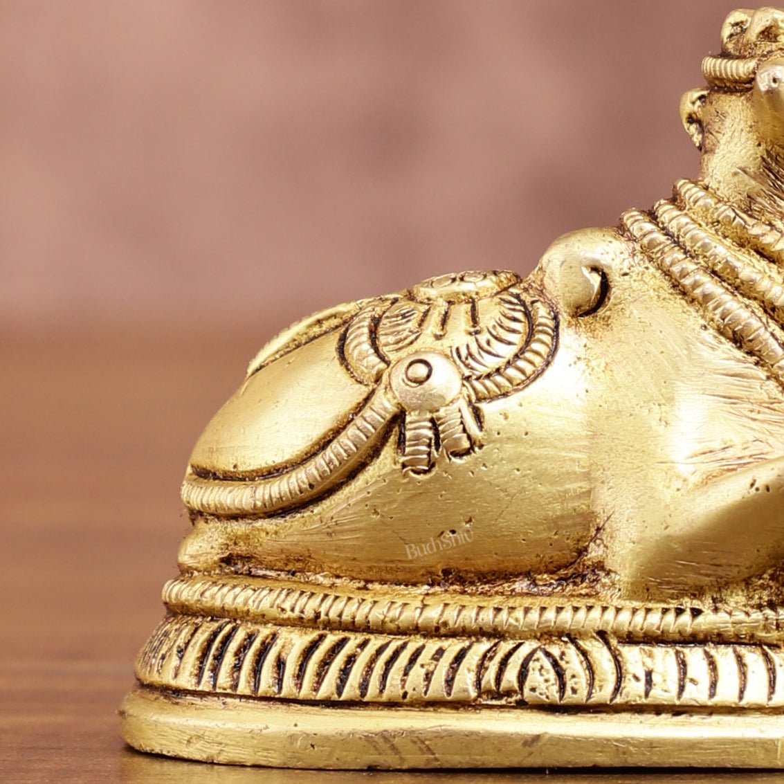 Pure Brass Miniature Nandi Idol | 2.2 - inch, 260 gm - Budhshiv.com