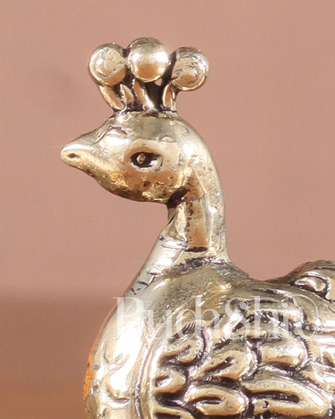 Pure Brass Miniature Peacock Pair – 2" - Budhshiv.com