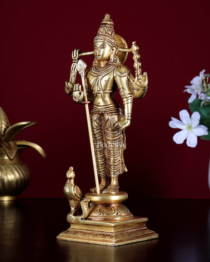 Pure Brass Murugan Swamy Idol 8 inch - Budhshiv.com