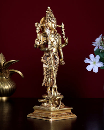 Pure Brass Murugan Swamy Idol 8 inch - Budhshiv.com
