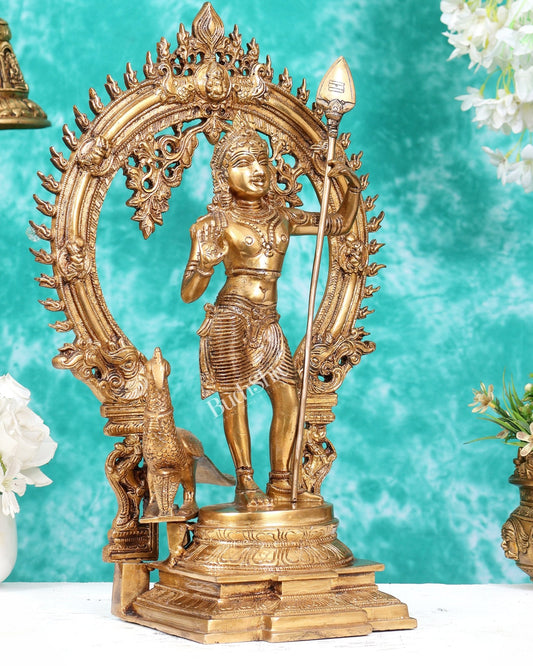 Pure Brass Murugan swamy Kartikeya Idol 16.5 inch - Budhshiv.com
