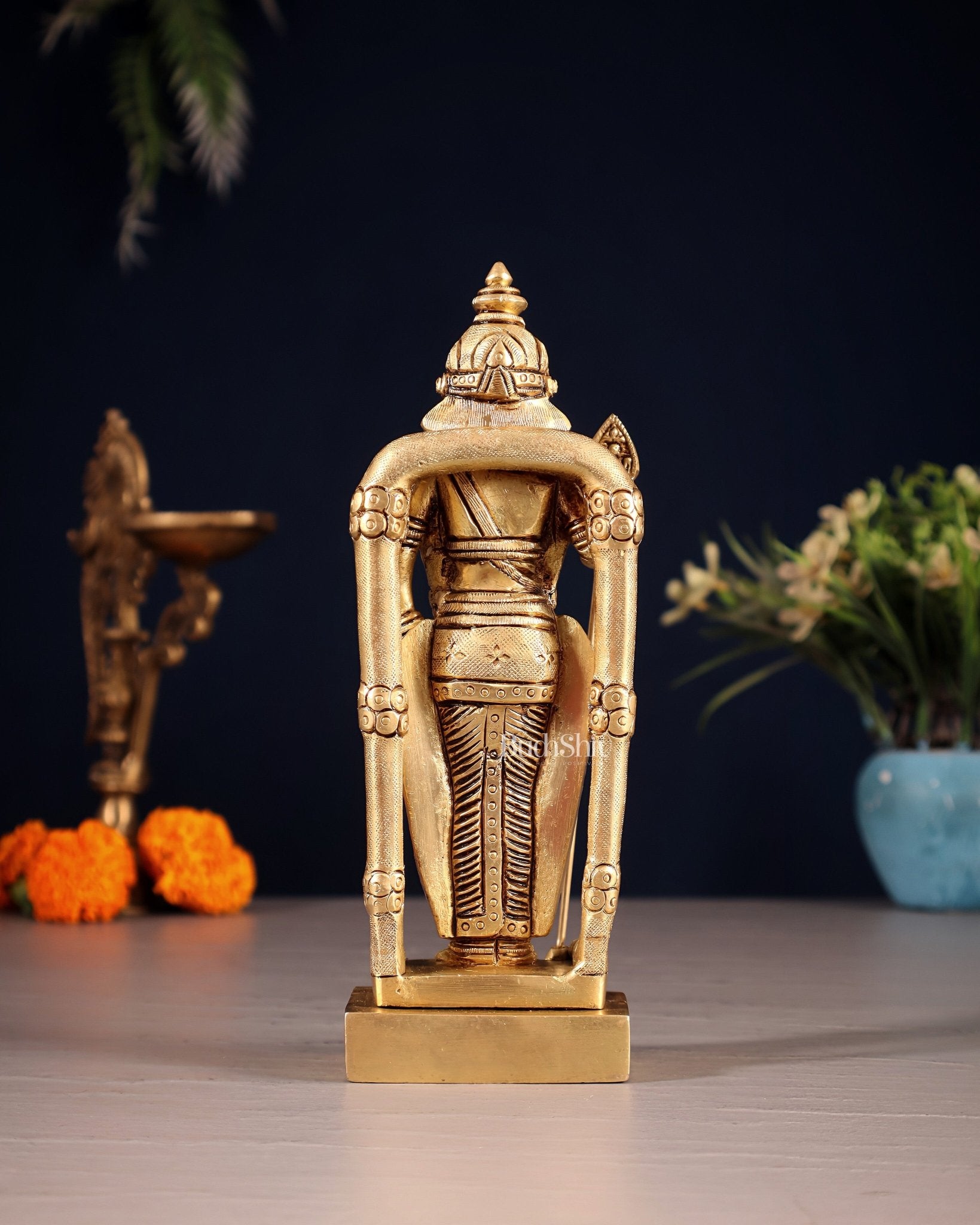Pure Brass Murugan Swamy Kartikeya Idol – 7" Superfine Carvings - Budhshiv.com