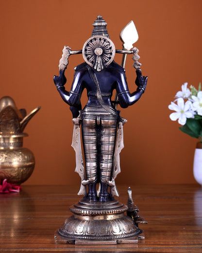 Pure Brass Murugan Swamy Statue 10.5 inch black finish - Budhshiv.com