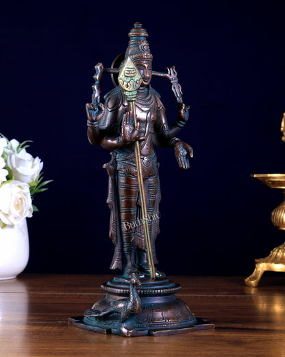 Pure Brass Murugan Swamy Statue bronze tone 10.5" - Budhshiv.com