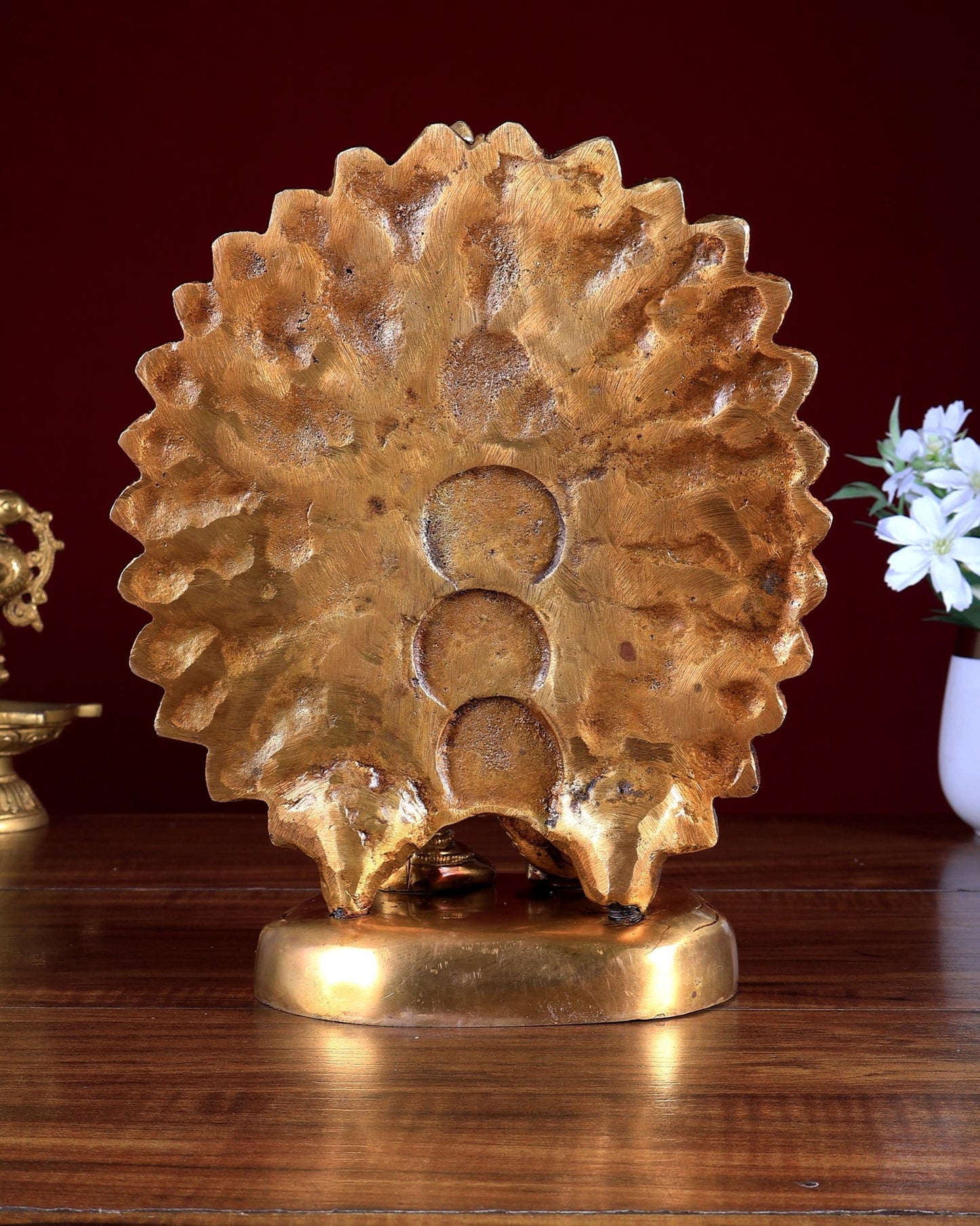 Pure Brass Murugan Swamy with Peacock Idol 9 inch - Budhshiv.com