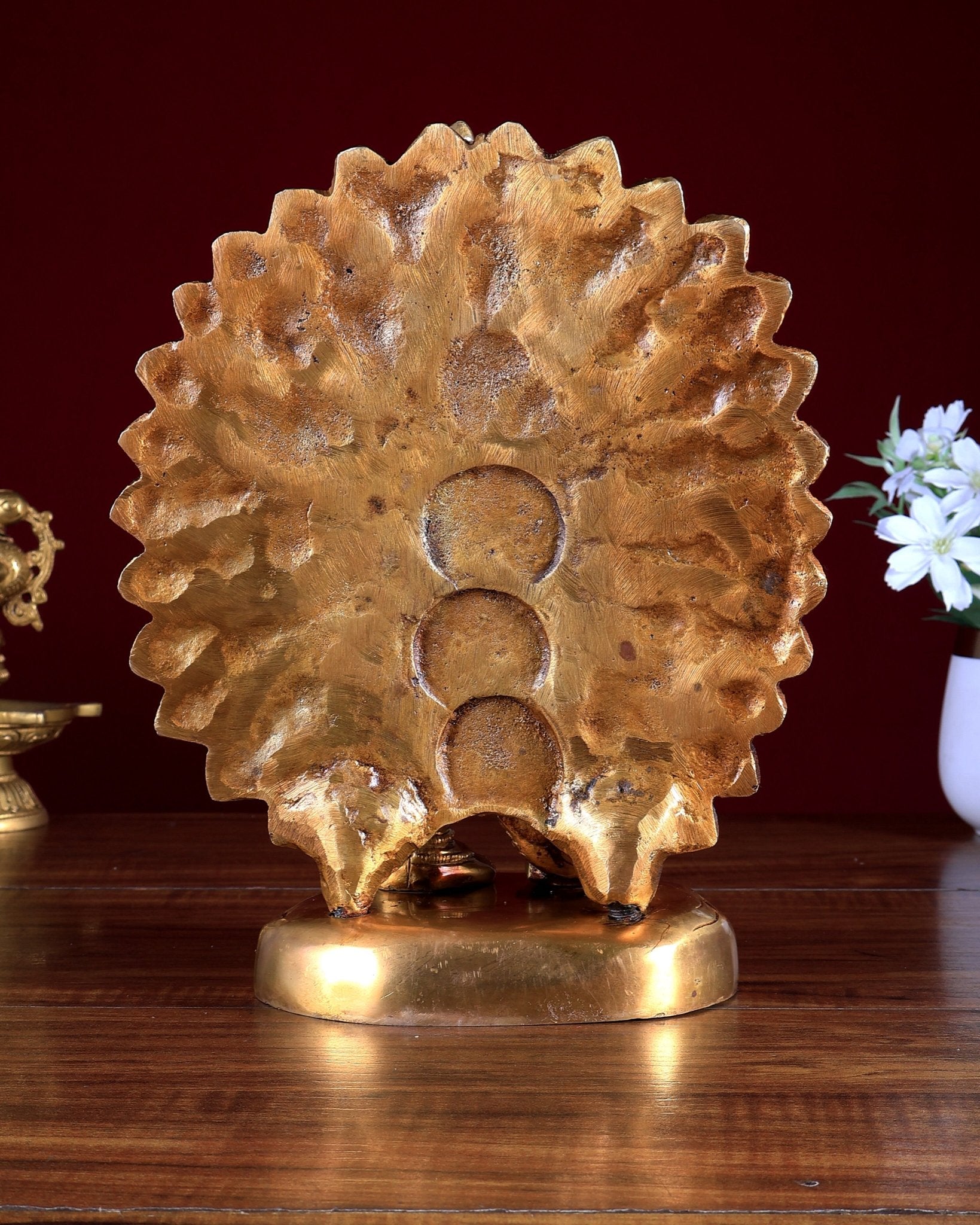 Pure Brass Murugan Swamy with Peacock Idol 9 inch - Budhshiv.com
