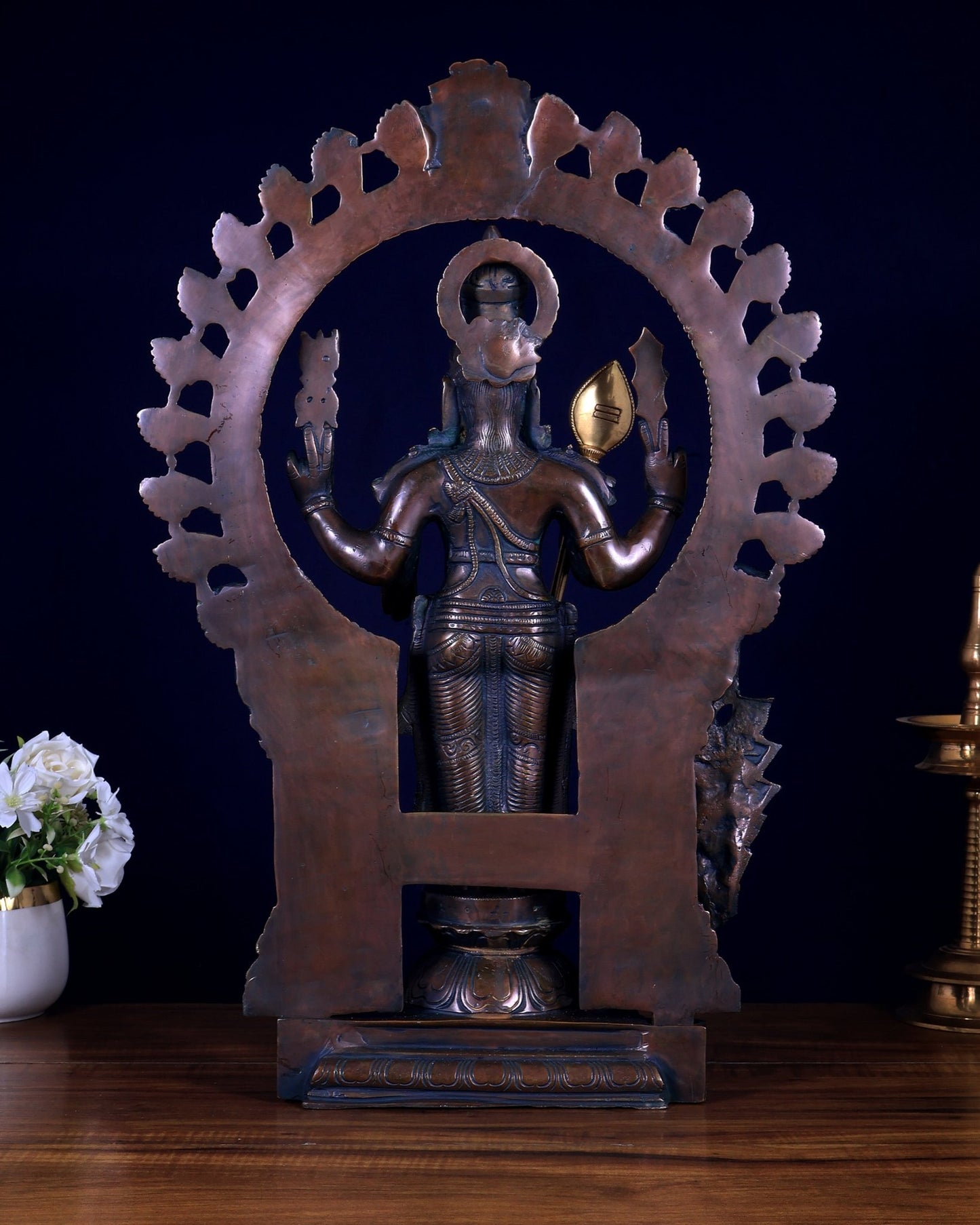 Pure Brass Murugan with Prabhavali Arch 23 inch bronze tone - Budhshiv.com