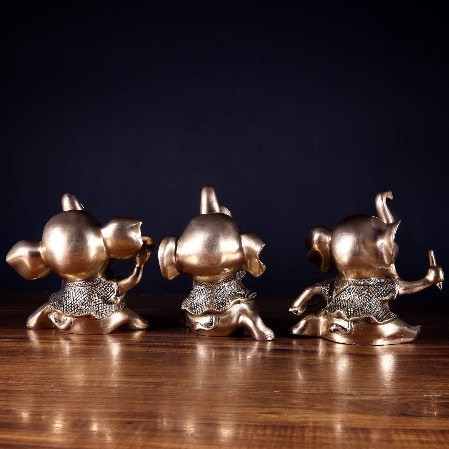 Pure Brass Musical Baby Elephants Set | 7 Inch (17.8 cm) | 8 kg Trio - Budhshiv.com