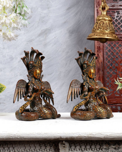 Pure Brass Naga Kanya Idol – Chola Tone Finish 8.5" pair - Budhshiv.com