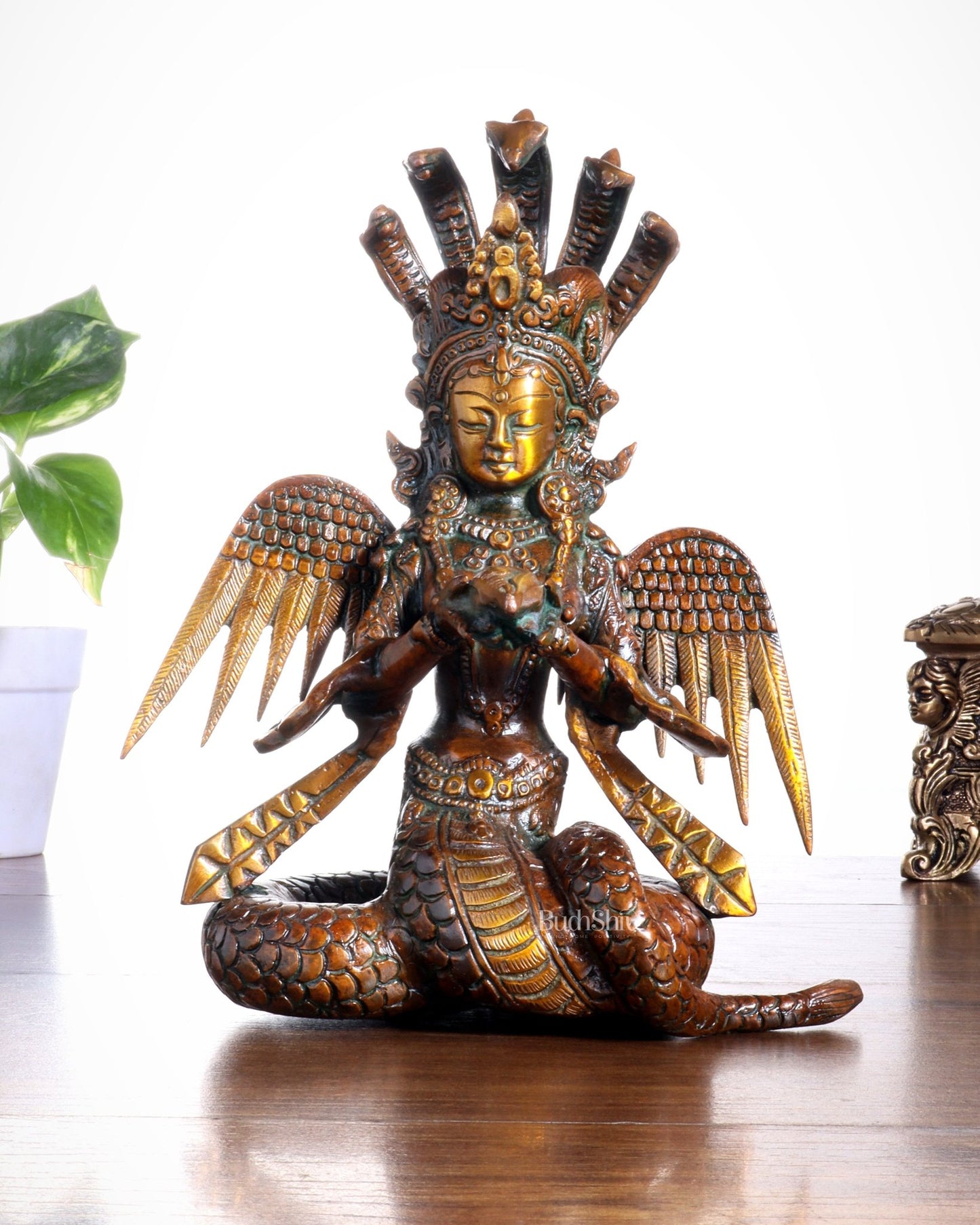 Pure Brass Naga Kanya Idol – Chola Tone Finish 8.5" - Budhshiv.com