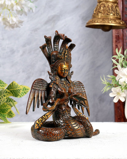Pure Brass Naga Kanya Idol – Chola Tone Finish 8.5" - Budhshiv.com