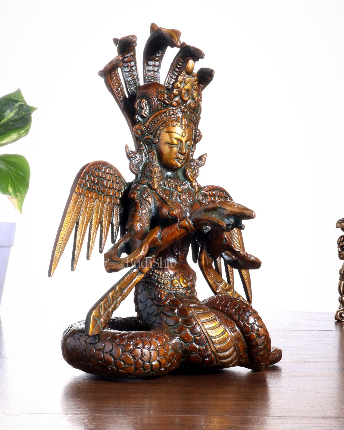 Pure Brass Naga Kanya Idol – Chola Tone Finish 8.5" - Budhshiv.com