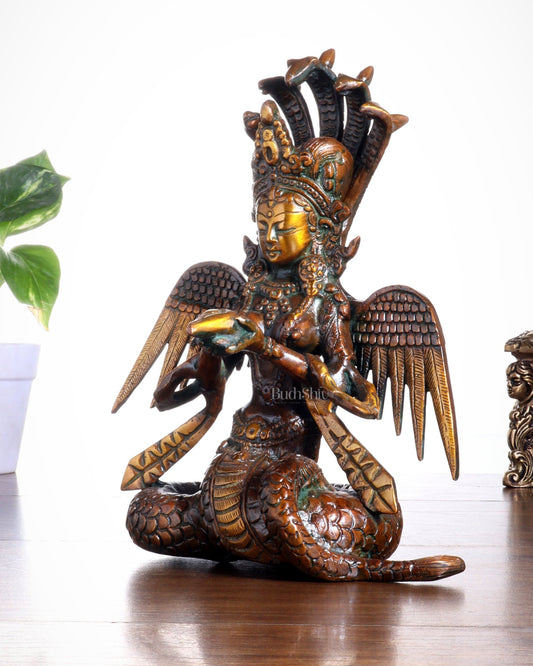 Pure Brass Naga Kanya Idol – Chola Tone Finish 8.5" - Budhshiv.com