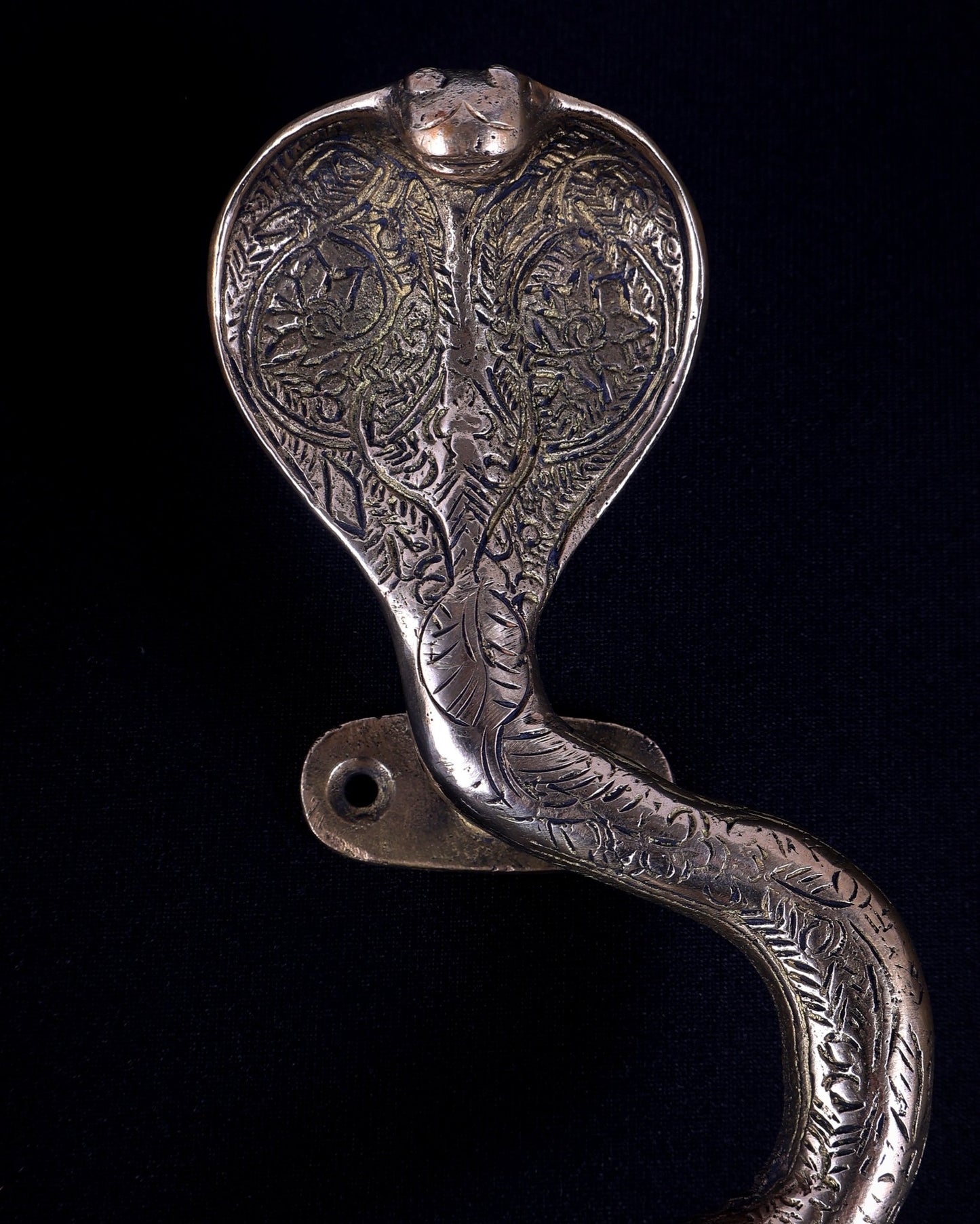 Pure Brass Naga Snake Design Door Handle Pair | Antique Main Door Hardware 11.5 inch - Budhshiv.com