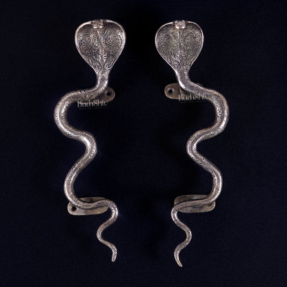 Pure Brass Naga Snake Design Door Handle Pair | Antique Main Door Hardware 11.5 inch - Budhshiv.com