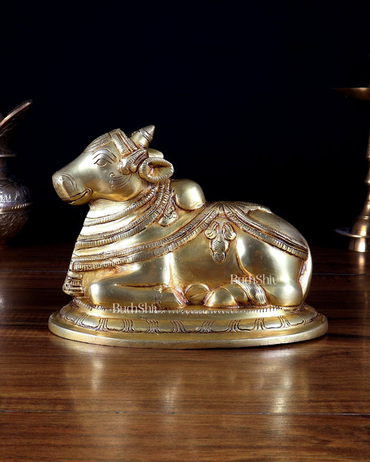 Pure Brass Nandi Statue – 6 Inches | Handcrafted - Budhshiv.com