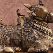Pure Brass Nandi Statue – Intricately Carved - Budhshiv.com