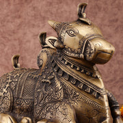 Pure Brass Nandi Statue – Intricately Carved - Budhshiv.com