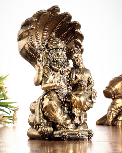 Pure Brass Narsimha Lakshmi Idol - 4 Inch - Budhshiv.com