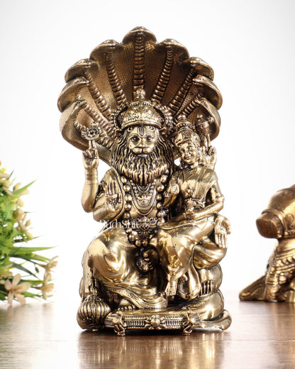 Pure Brass Narsimha Lakshmi Idol - 4 Inch - Budhshiv.com