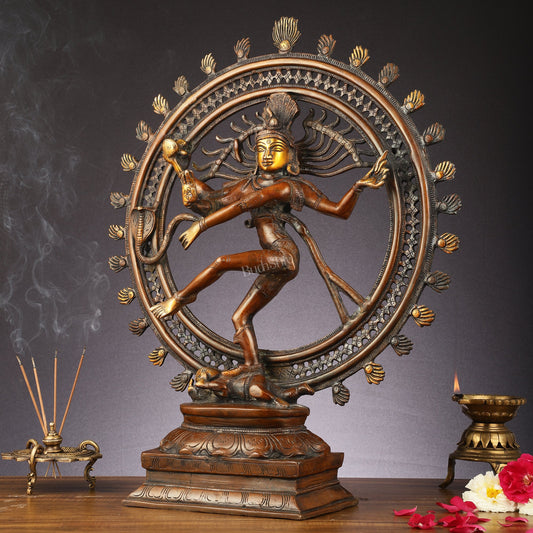 Pure Brass Nataraja Statue | 24" antique Tone - Budhshiv.com