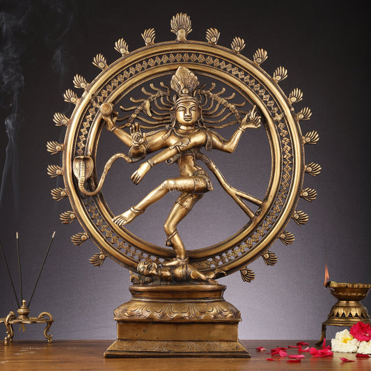 Pure Brass Nataraja Statue | 24" - Budhshiv.com