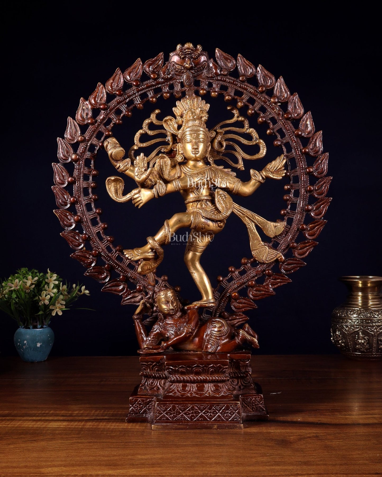 Pure Brass Nataraja Statue - Height 17" - Budhshiv.com