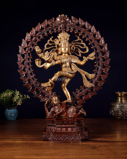Pure Brass Nataraja Statue - Height 17" - Budhshiv.com