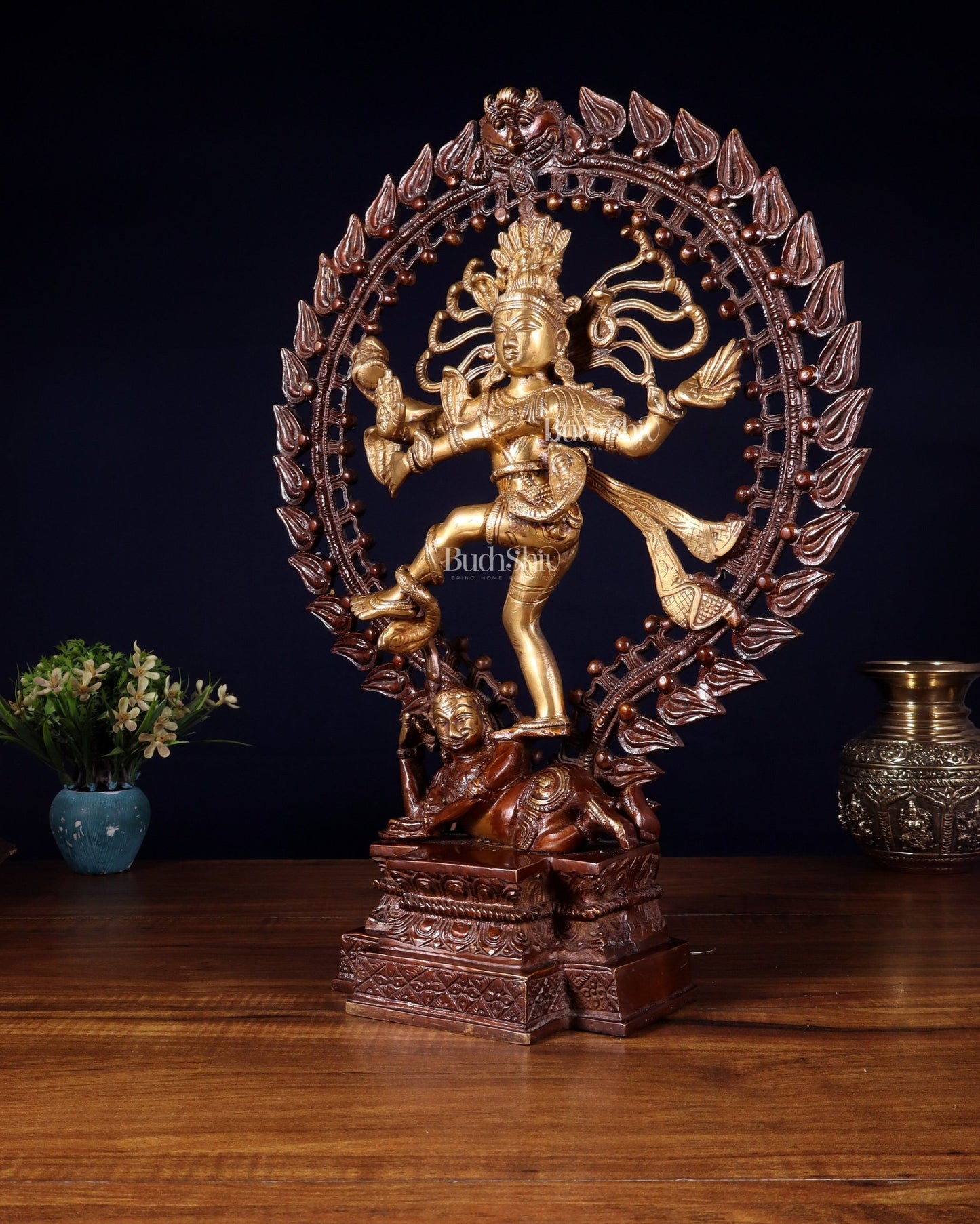 Pure Brass Nataraja Statue - Height 17" - Budhshiv.com