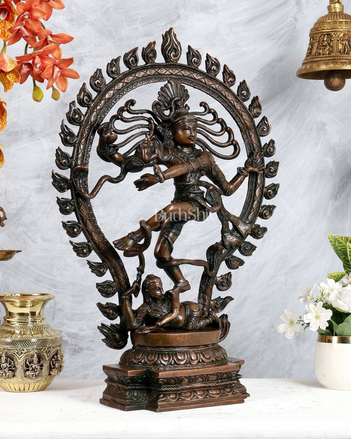 Pure Brass Nataraja Statue - Height 21.5" added copper - Budhshiv.com