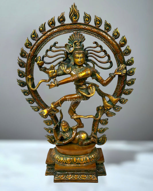 Pure Brass Nataraja Statue - Height 21.5" Antique chola - Budhshiv.com