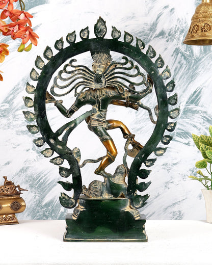 Pure Brass Nataraja Statue - Height 21.5" sand finish - Budhshiv.com